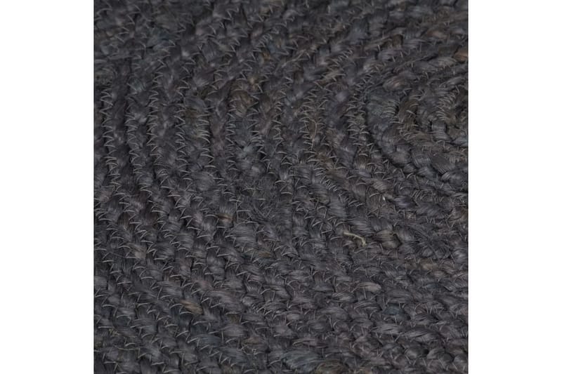 Håndlaget juteteppe rundt 120 cm mørkegrå - Sisaltepper - Jutematter & hampematter