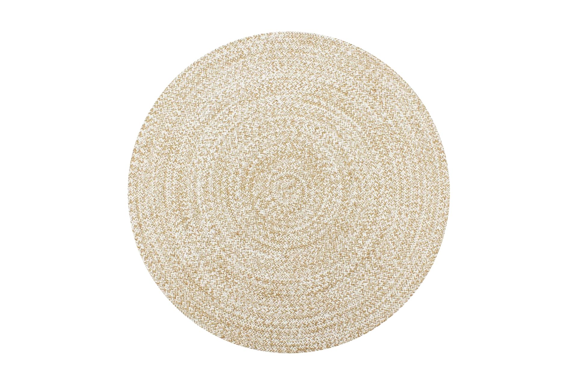 Håndlaget teppe jute hvit og naturlig 120 cm - Tekstiler - Tepper & Matter - Moderne tepper - Sisaltepper