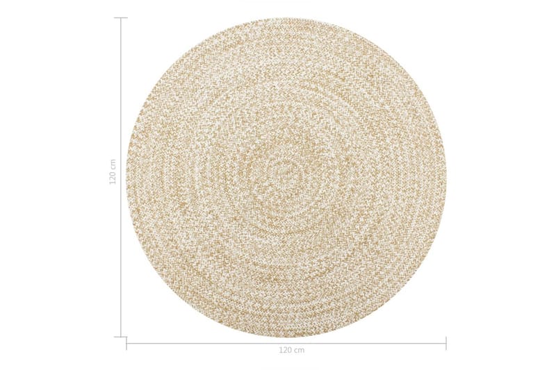 Håndlaget teppe jute hvit og naturlig 120 cm - Sisaltepper - Jutematter & hampematter