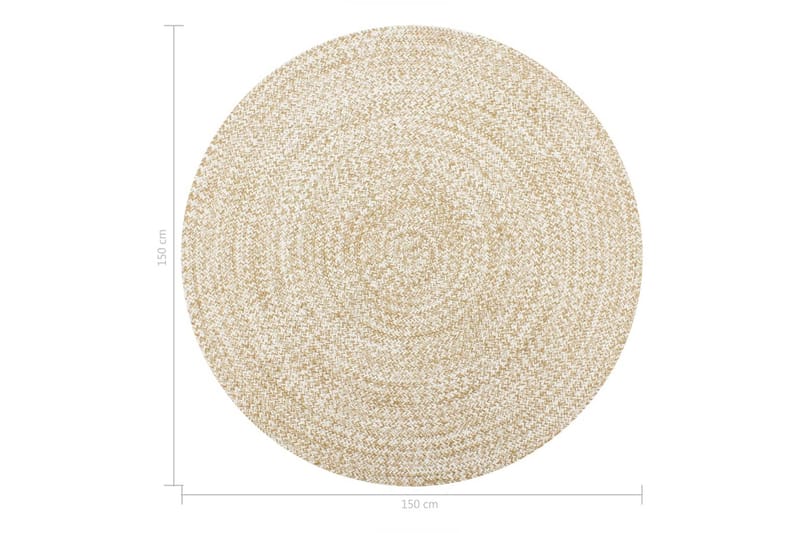 Håndlaget teppe jute hvit og naturlig 150 cm - Tekstiler - Tepper & Matter - Moderne tepper - Sisaltepper