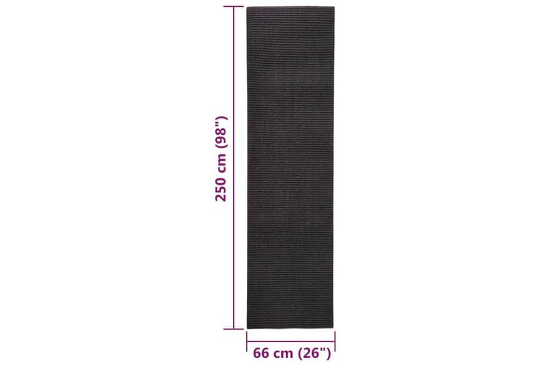Teppe naturlig sisal 66x250 cm svart - Svart - Sisaltepper - Jutematter & hampematter