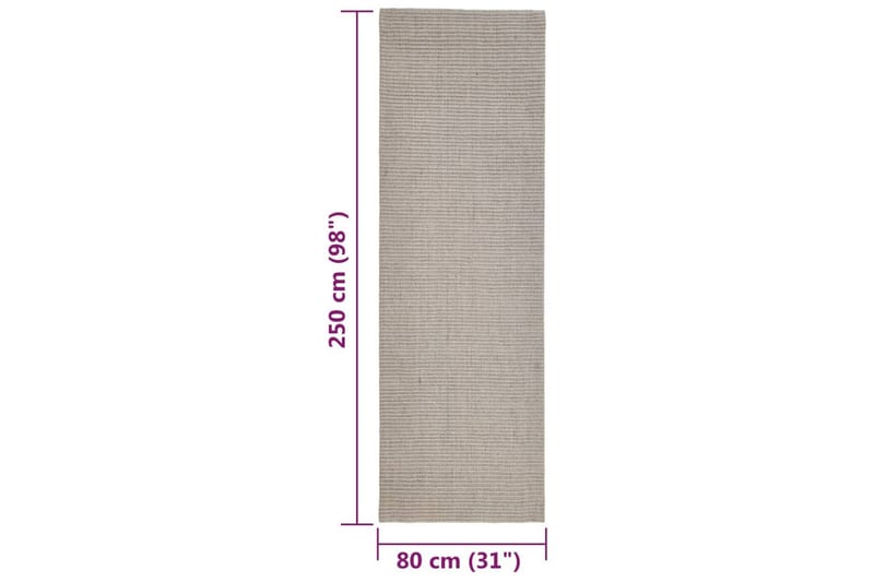 Teppe naturlig sisal 80x250 cm sand - Krem - Sisaltepper - Jutematter & hampematter