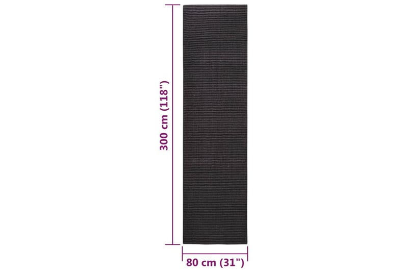 Teppe naturlig sisal 80x300 cm svart - Svart - Tekstiler - Tepper & Matter - Moderne tepper - Sisaltepper