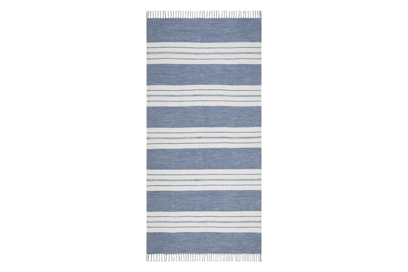 Sund Bomullsteppe 75x150 cm Oval - Blå - Tekstiler - Tepper & Matter - Moderne tepper - Bomullstepper