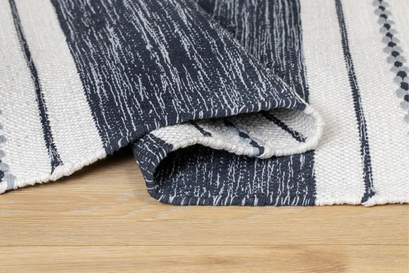 Sund Bomullsteppe 75x220 cm Oval - Blå - Tekstiler - Tepper & Matter - Moderne tepper - Bomullstepper