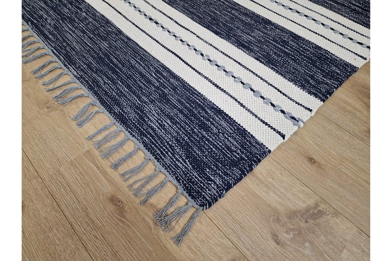 Sund Bomullsteppe 75x220 cm Oval - Blå - Tekstiler - Tepper & Matter - Moderne tepper - Bomullstepper