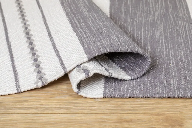 Sund Bomullsteppe 75x220 cm Oval - Grå - Tekstiler - Tepper & Matter - Moderne tepper - Bomullstepper