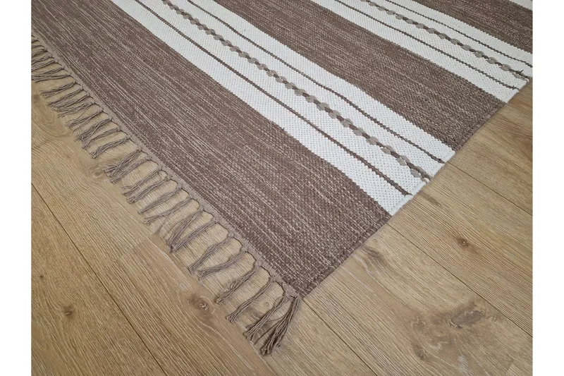 Sund Bomullsteppe 75x220 cm Oval - Mørkbeige - Tekstiler - Tepper & Matter - Moderne tepper - Bomullstepper