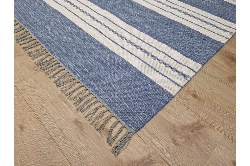 Sund Bomullsteppe 75x280 cm Oval - Blå - Tekstiler - Tepper & Matter - Moderne tepper - Bomullstepper
