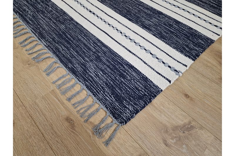 Sund Bomullsteppe 75x280 cm Oval - Blå - Tekstiler - Tepper & Matter - Moderne tepper - Bomullstepper