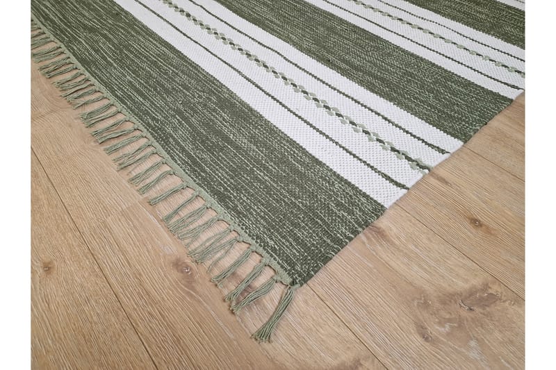 Sund Bomullsteppe 75x280 cm Oval - Grønn - Tekstiler - Tepper & Matter - Moderne tepper - Bomullstepper