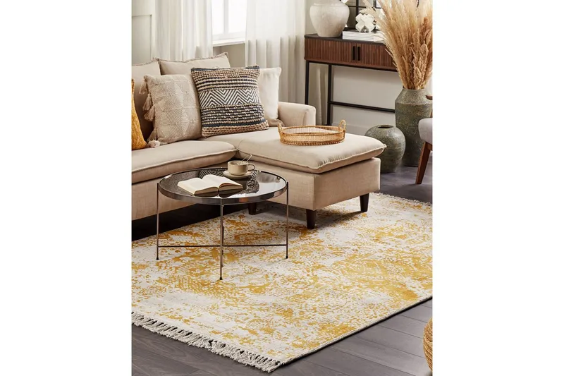 Teppe Boyali - Beige, gul, 140x200 cm - Tekstiler - Tepper & Matter - Moderne tepper - Viskosematter