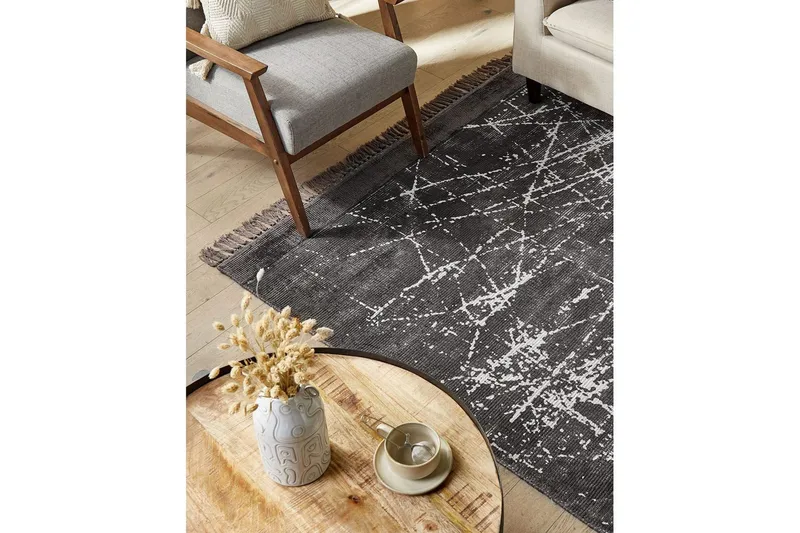Teppe Hanli - Mørkegrå, hvit, 160x230 cm - Tekstiler - Tepper & Matter - Moderne tepper - Viskosematter