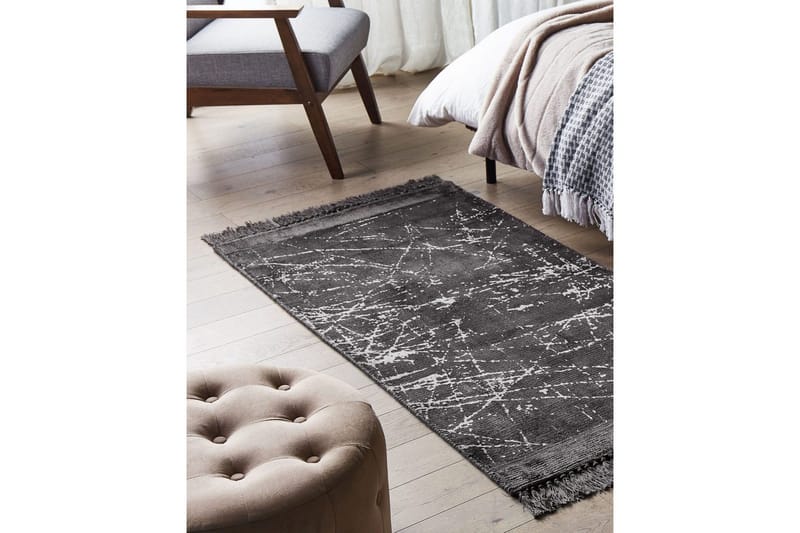 Teppe Hanli - Mørkegrå, hvit, 80x150 cm - Tekstiler - Tepper & Matter - Moderne tepper - Viskosematter