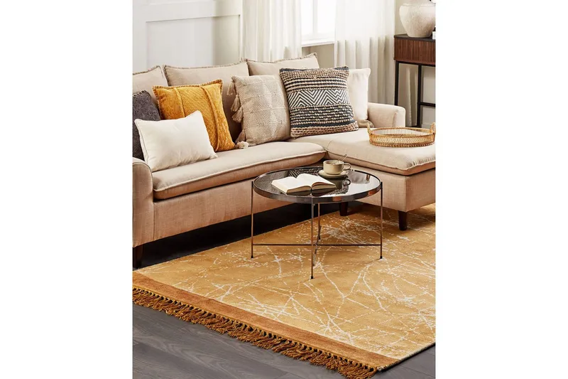 Teppe Hanli - Oransje, Hvit, 160x230 cm - Tekstiler - Tepper & Matter - Moderne tepper - Viskosematter