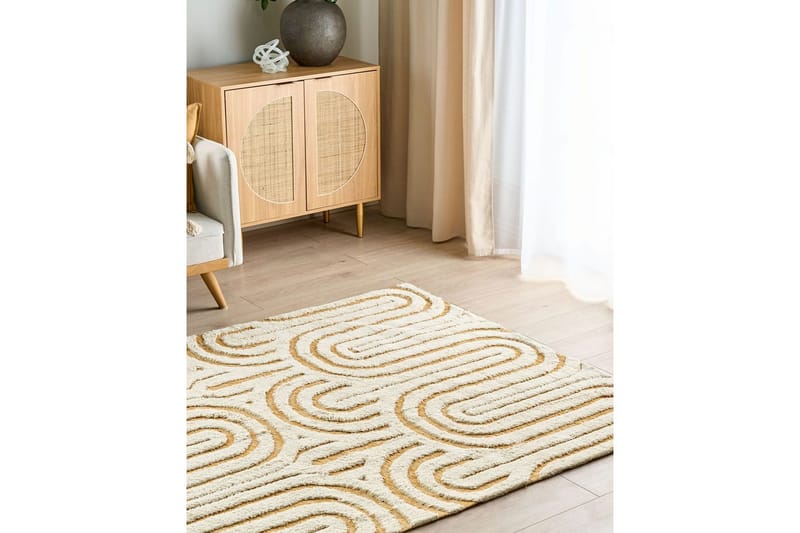 Teppe Perai - Hvit, Gul, 160x230 cm - Tekstiler - Tepper & Matter - Moderne tepper - Bomullstepper