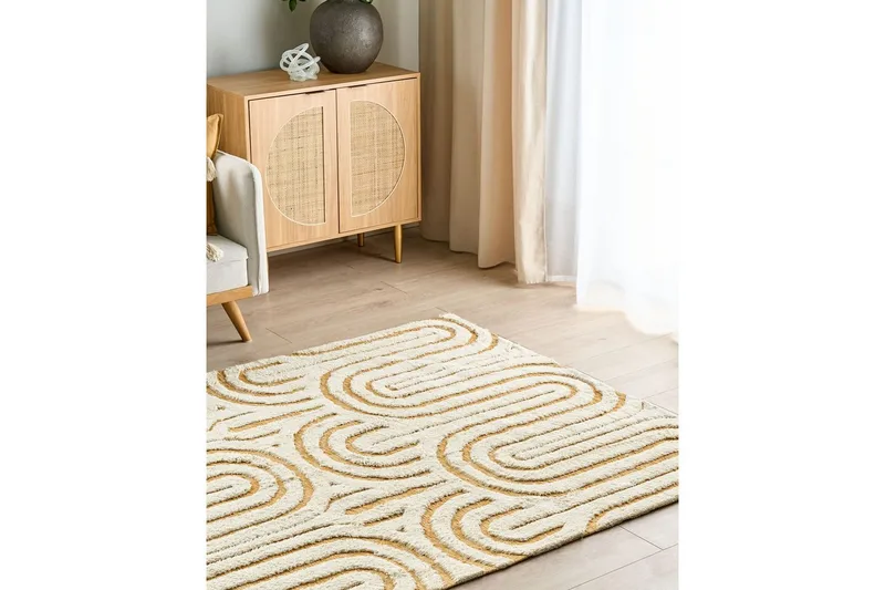 Teppe Perai - Hvit, Gul, 160x230 cm - Tekstiler - Tepper & Matter - Moderne tepper - Bomullstepper