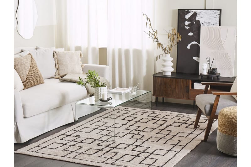 Turhal Ryeteppe 140x200 cm - Beige - Tekstiler - Tepper & Matter - Moderne tepper - Ryeteppe