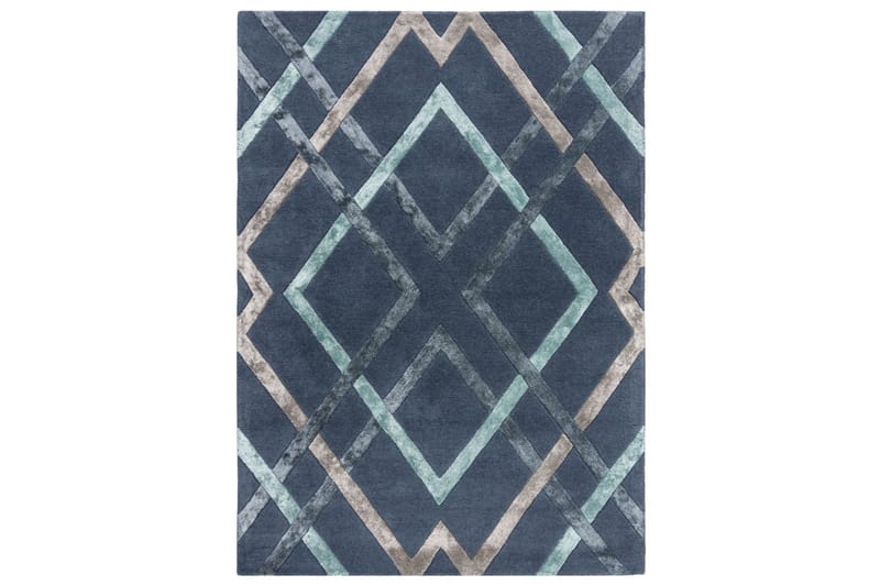 Architect Trellis Ullmatte 120x170 cm Blå - Flair Rugs - Ullteppe