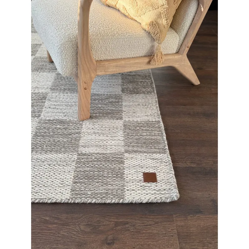 Ullteppe Chessie Kvadrat - 200x200 cm, Grå - Tekstiler - Tepper & Matter - Moderne tepper - Ullteppe
