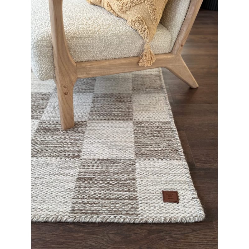 Ullteppe Chessie Kvadrat - 200x200 cm, Mørklinne - Tekstiler - Tepper & Matter - Moderne tepper - Ullteppe