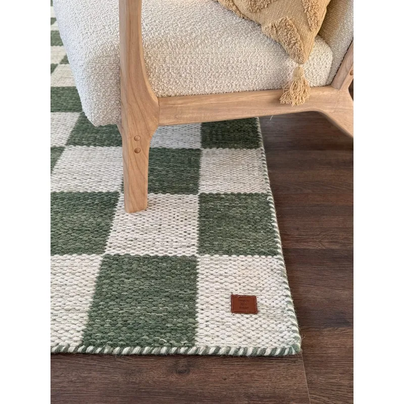 Ullteppe Chessie Kvadrat - 200x200 cm, Smaragdgrønn - Tekstiler - Tepper & Matter - Moderne tepper - Ullteppe