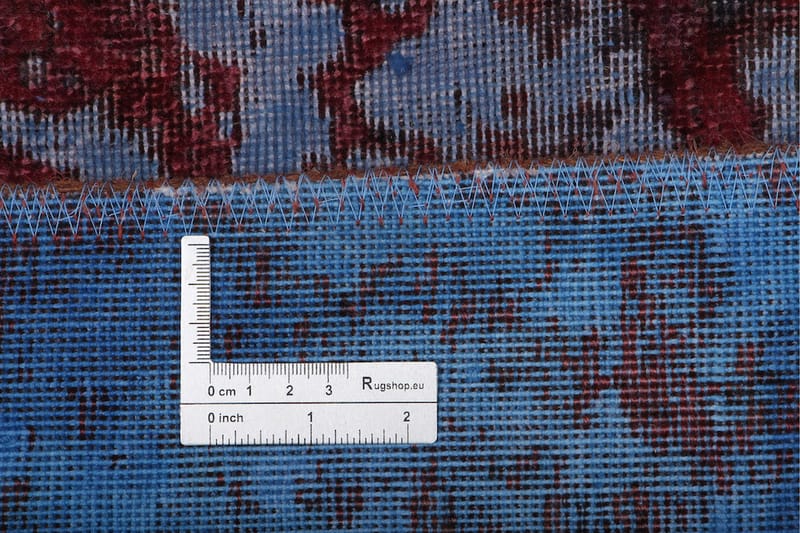 Håndknyttet Vintage Matte Ull Lyseblå/Rød 60x152 cm - Ullteppe - Håndvevde tepper