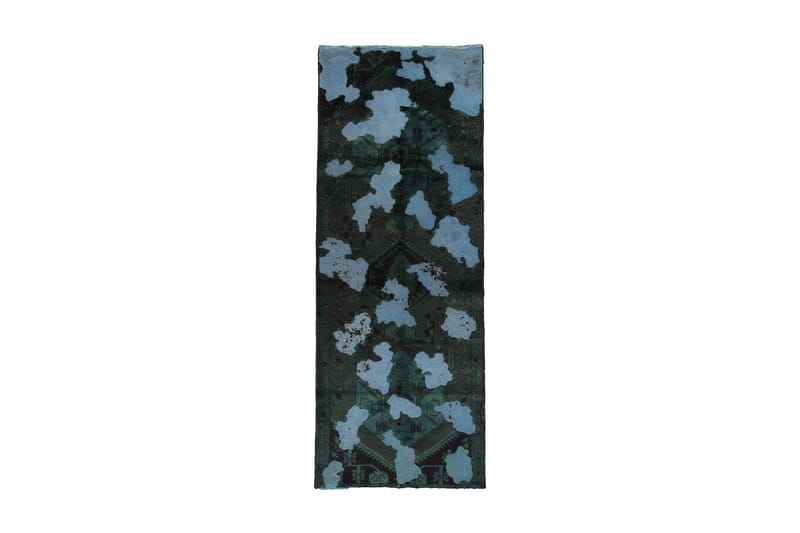 Håndknyttet Vintage Matte Ull Mørkegrønn/Blå 110x300 cm - Ullteppe - Håndvevde tepper