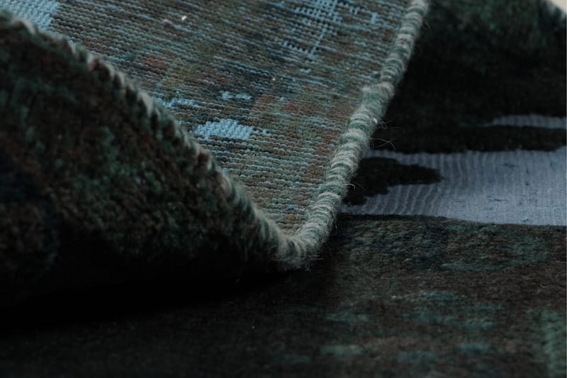 Håndknyttet Vintage Matte Ull Mørkegrønn/Blå 190x267 cm - Ullteppe - Håndvevde tepper