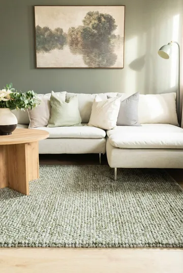 Håndvevd teppe KM Home Bubble kvadrat 300x300 cm Olivengrønn - Olivengrønn - Tekstiler - Tepper & Matter - Moderne tepper - Ullteppe