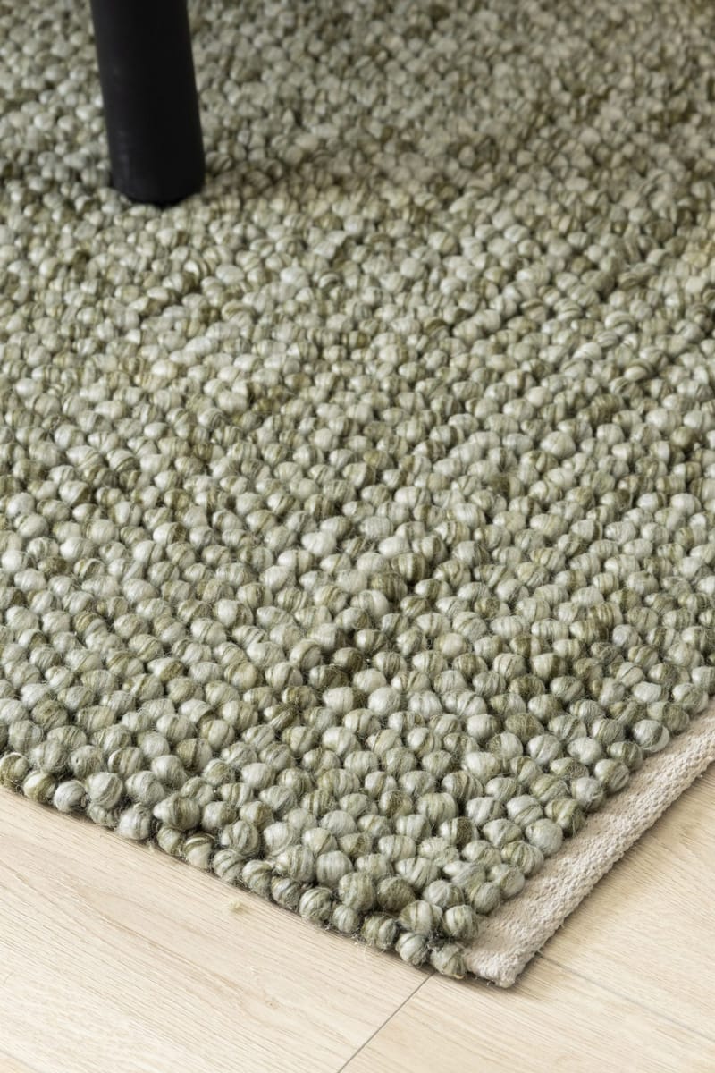 Håndvevd teppe KM Home Bubble kvadrat 300x300 cm Olivengrønn - Olivengrønn - Tekstiler - Tepper & Matter - Moderne tepper - Ullteppe