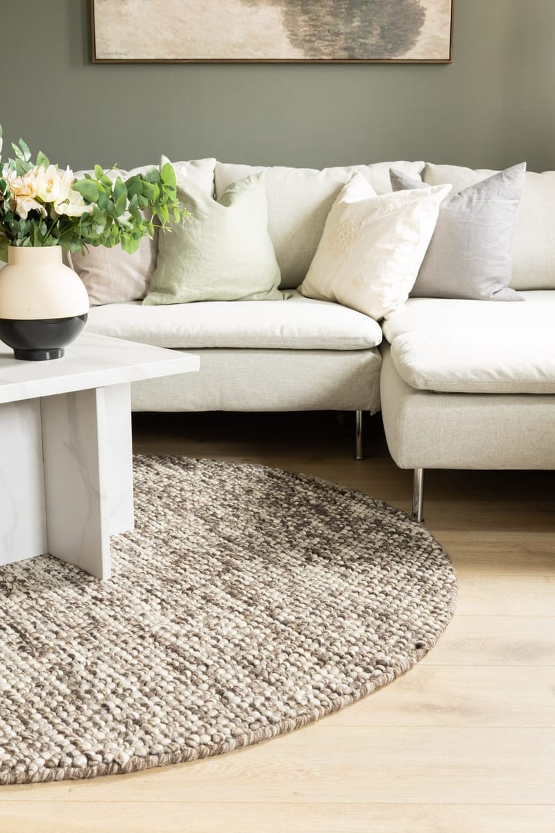 Håndvevd teppe KM Home Bubble rund 240x240 cm Sjokolade Melange - Sjokolade Melange - Tekstiler - Tepper & Matter - Moderne tepper - Ullteppe