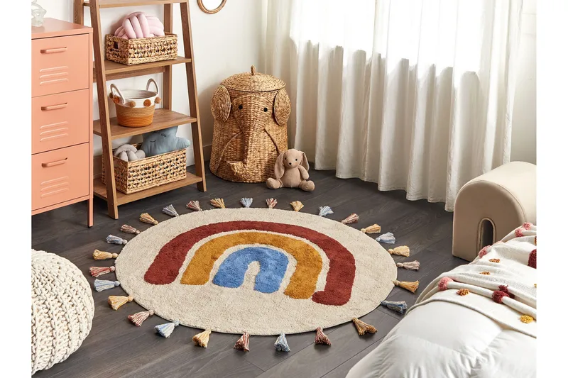 Yagci Bomullsteppe 120 cm Rund - Beige - Tekstiler - Tepper & Matter - Moderne tepper - Bomullstepper