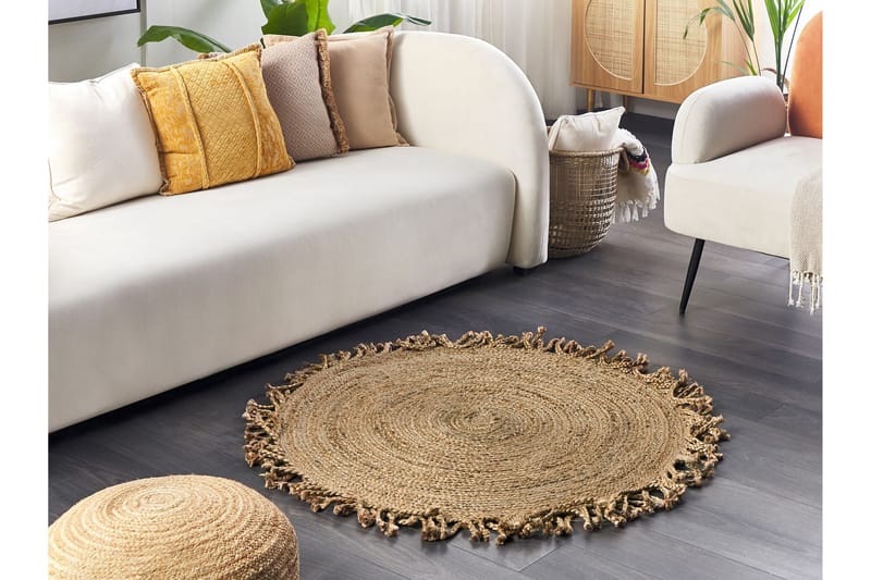 Zonguldak Ryeteppe 120 cm Rund - Beige - Tekstiler - Tepper & Matter - Moderne tepper - Ryeteppe