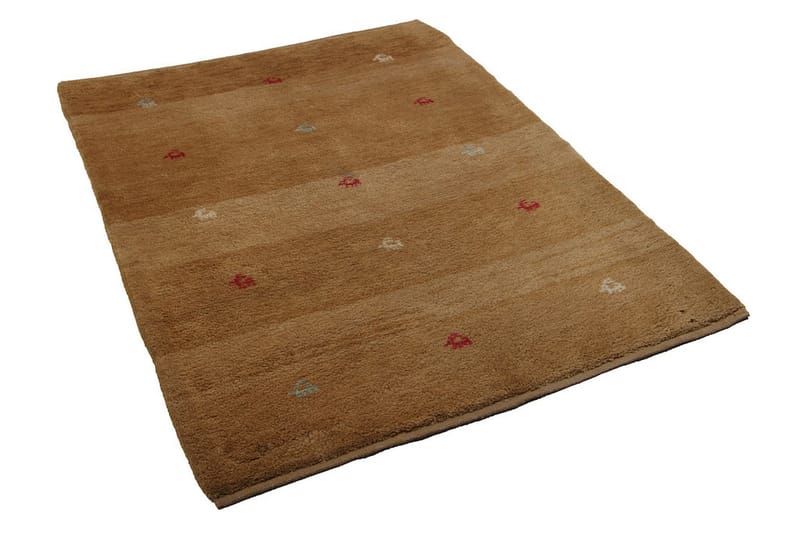 Håndknyttet Gabbeh Shiraz Ull Beige 106x137cm - Håndvevde tepper - Orientalske tepper - Persisk matte