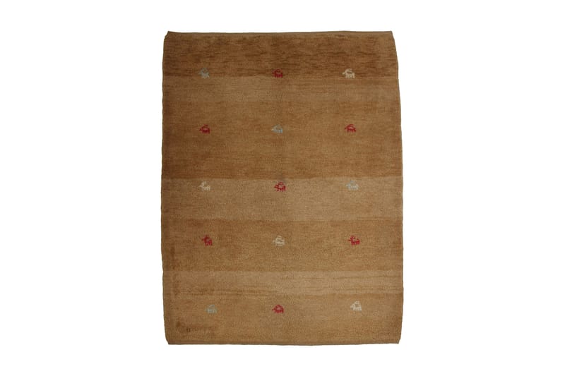 Håndknyttet Gabbeh Shiraz Ull Beige 106x137cm - Håndvevde tepper - Orientalske tepper - Persisk matte