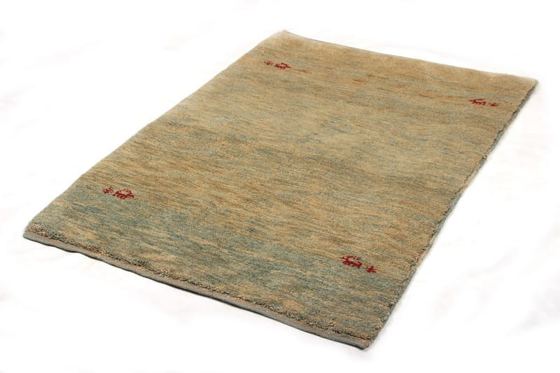 Håndknyttet Gabbeh Shiraz Ull Beige/Blå 90x124 cm - Håndvevde tepper - Orientalske tepper - Persisk matte