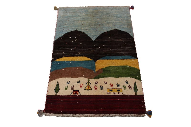 Håndknyttet Gabbeh Shiraz Ull Blå / Brun 93x148cm - Håndvevde tepper - Orientalske tepper - Persisk matte
