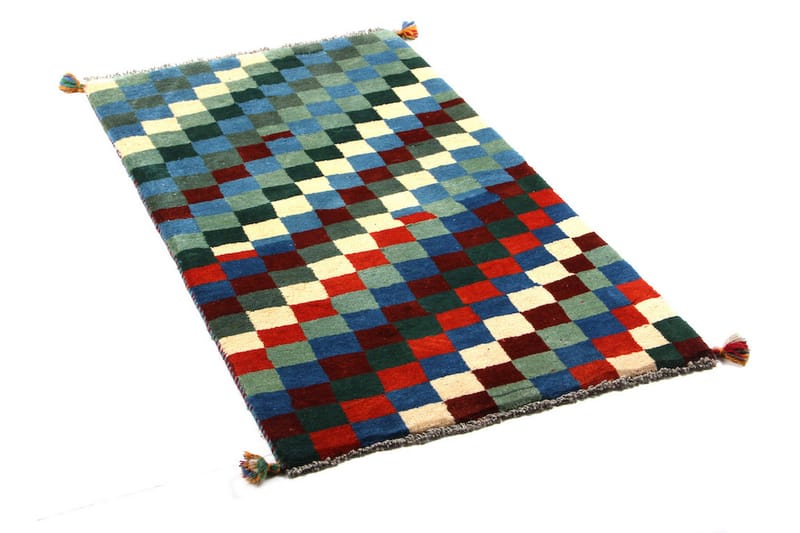 Håndknyttet Gabbeh Shiraz Ull Blå/Grønn 68x121 cm - Håndvevde tepper - Orientalske tepper - Persisk matte