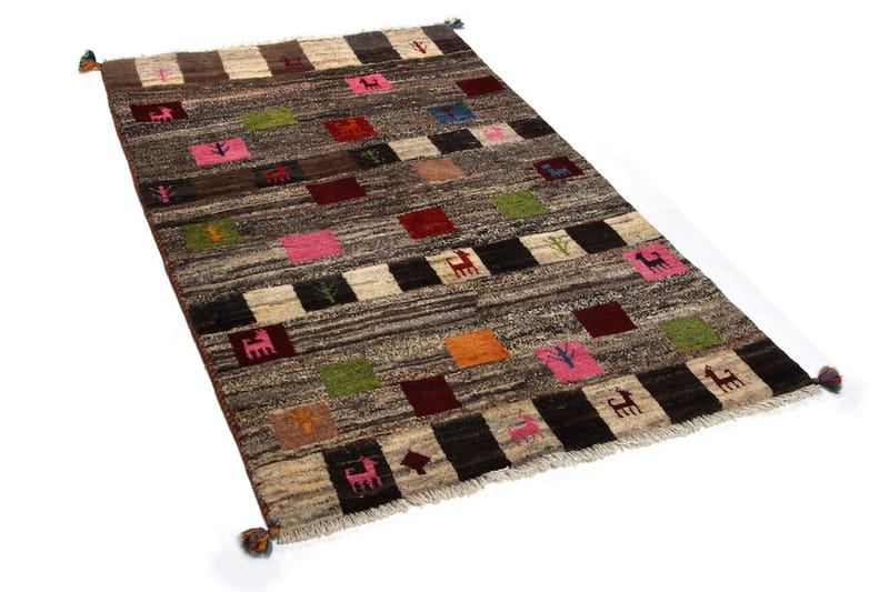 Håndknyttet Gabbeh Shiraz Ull Grå/Krem 103x168 cm - Håndvevde tepper - Orientalske tepper - Persisk matte