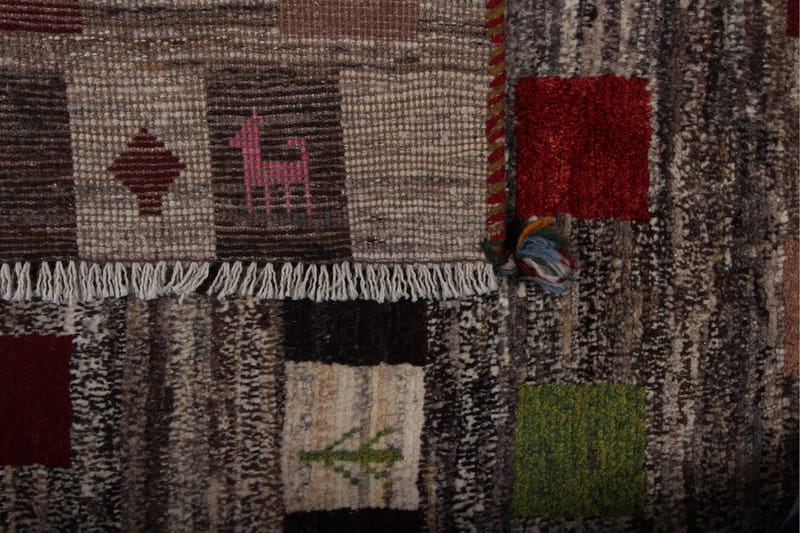 Håndknyttet Gabbeh Shiraz Ull Grå/Krem 103x168 cm - Håndvevde tepper - Orientalske tepper - Persisk matte