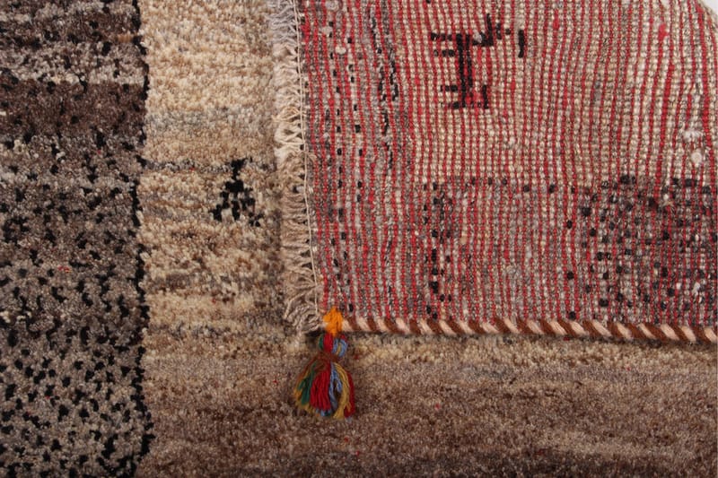 Håndknyttet Gabbeh Shiraz Ull Grå/Krem 81x115 cm - Håndvevde tepper - Orientalske tepper - Persisk matte