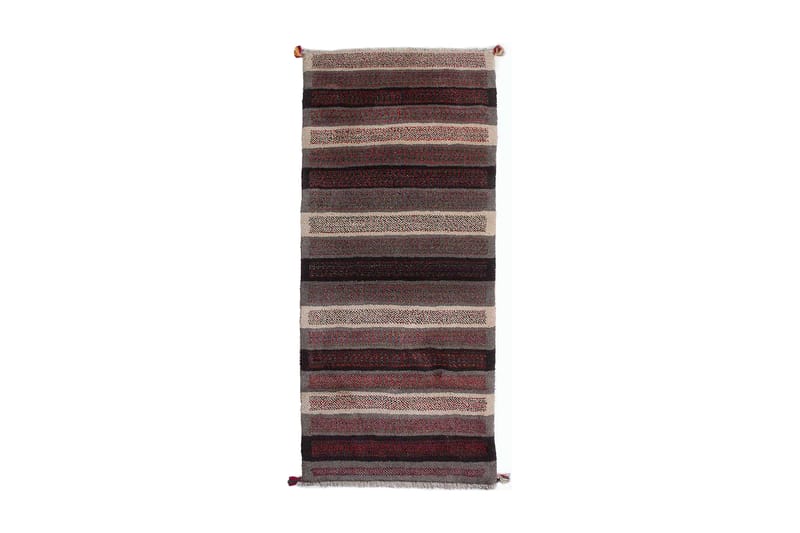Håndknyttet Gabbeh Shiraz Ull Grå/Krem 88x178 cm - Håndvevde tepper - Orientalske tepper - Persisk matte