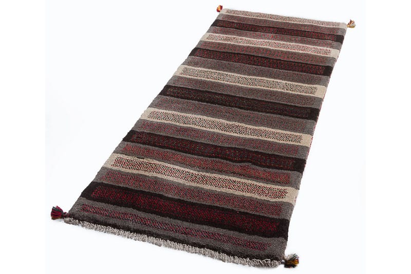 Håndknyttet Gabbeh Shiraz Ull Grå/Krem 88x178 cm - Håndvevde tepper - Orientalske tepper - Persisk matte
