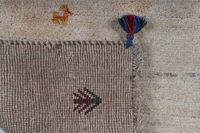 Håndknyttet Gabbeh Shiraz Ull Krem/Grå 66x122cm - Håndvevde tepper - Orientalske tepper - Persisk matte