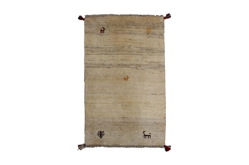 Håndknyttet Gabbeh Shiraz Ull Krem/Grå 66x122cm - Håndvevde tepper - Orientalske tepper - Persisk matte