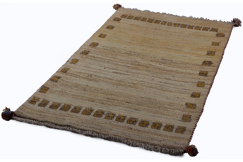 Håndknyttet Gabbeh Shiraz Ull Krem/Grå 81x133cm - Håndvevde tepper - Orientalske tepper - Persisk matte