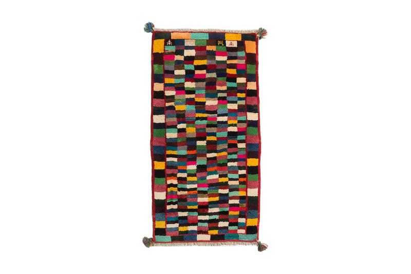Håndknyttet Gabbeh Shiraz Ull Krem/Rød 64x126 cm - Håndvevde tepper - Orientalske tepper - Persisk matte