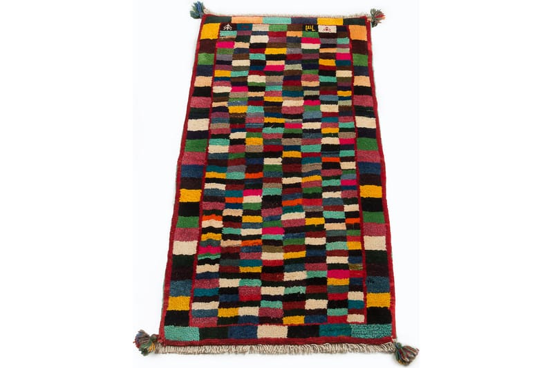 Håndknyttet Gabbeh Shiraz Ull Krem/Rød 64x126 cm - Håndvevde tepper - Orientalske tepper - Persisk matte
