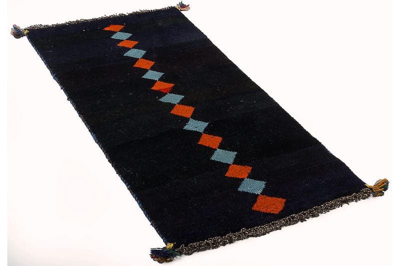 Håndknyttet Gabbeh Shiraz Ull Mørkeblå 58x117cm - Håndvevde tepper - Orientalske tepper - Persisk matte
